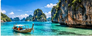 Barca long-tail tra le isole
